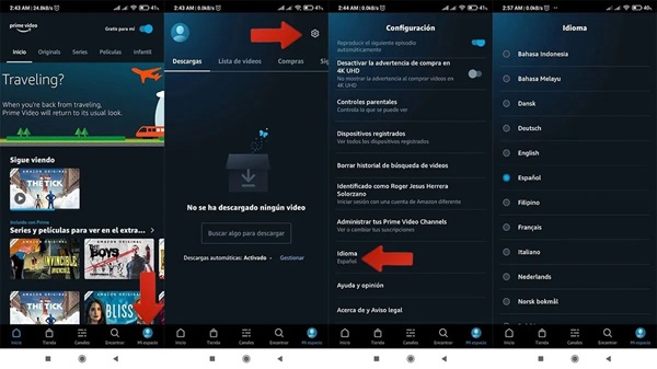 Como cambiar el idioma del contenido en Film App